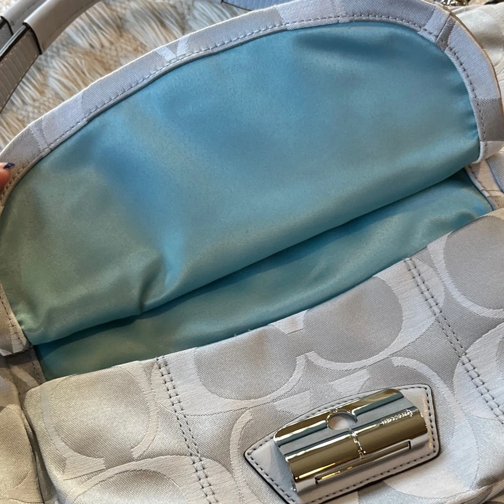 NWOT Coach Silver and Gray Signature Shoulder Bag